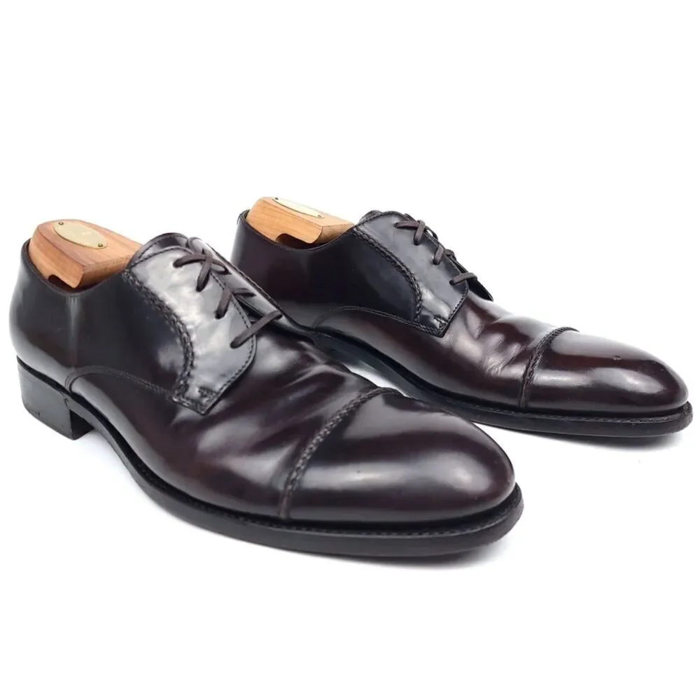 ERMENEGILDO ZEGNA Cap Toe Brown Leather Old Money Oxford Shoes 9 Quiet Luxury